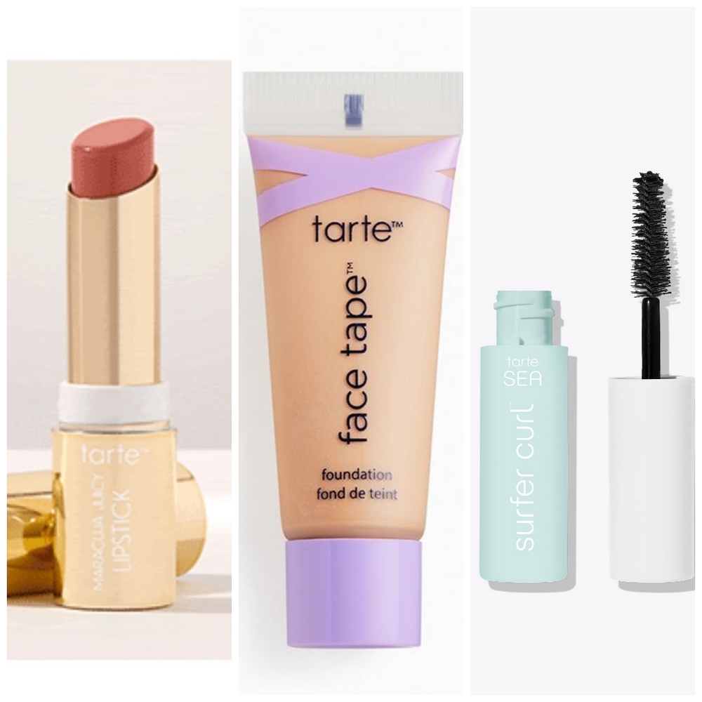 Tarte Shape Tape, Sea Surfer Curl & Maracuja Juicy Lipstick Mini